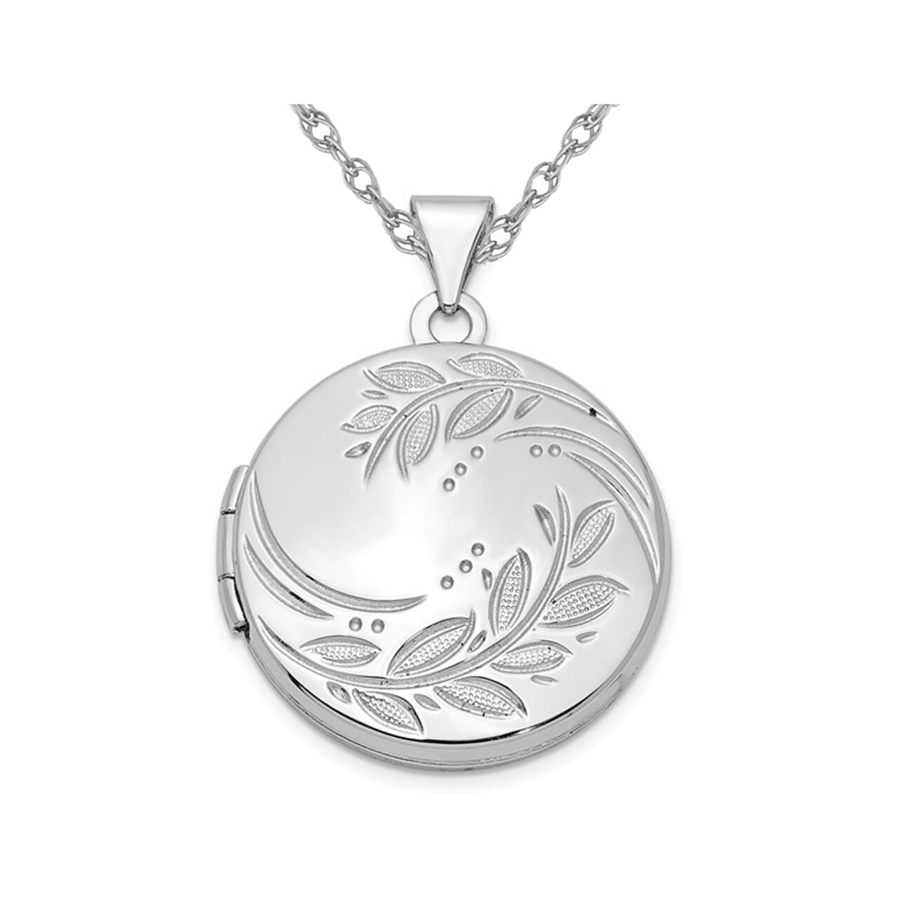 Gem And Harmony Sterling Silver Round Floral Locket Pendant Necklace with Chain